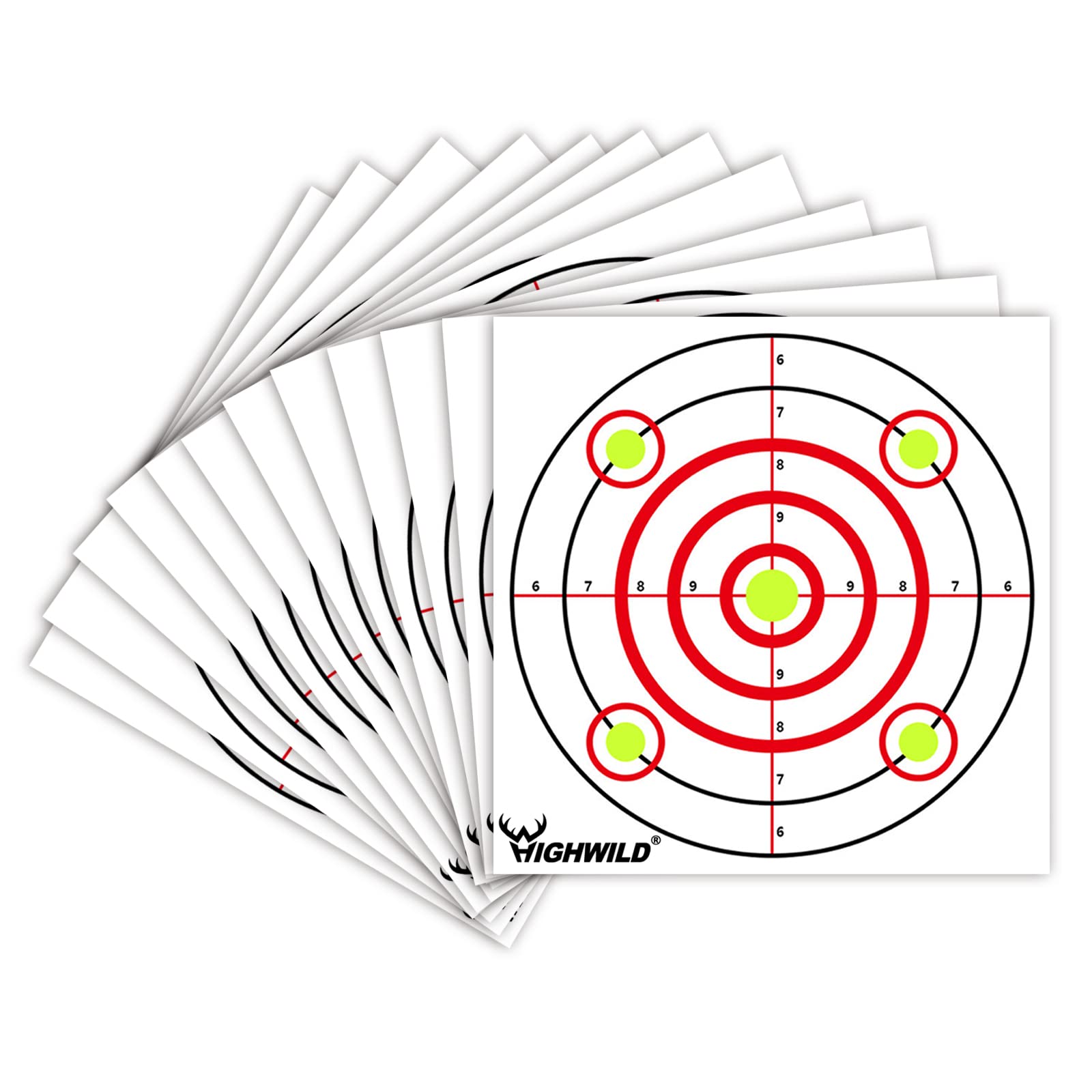 HighwildBullseye Shooting Paper Targets - for Air Rifle/Airsoft Pistol Practice Bullet Traps - 11"x 11", 50 Pack