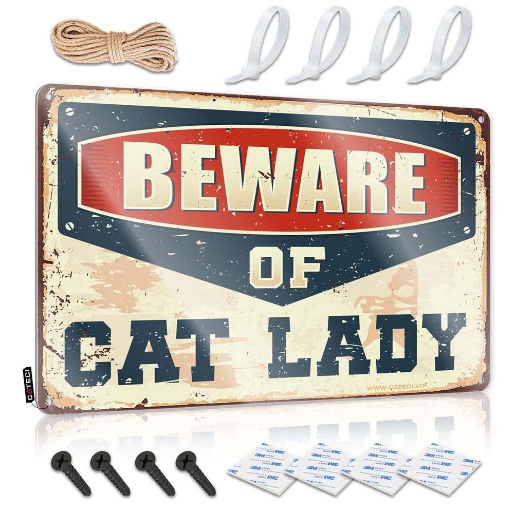 IBWNBBUSN Bedroom Door Decor Beware Of Cat Lady Sign Signs For Man Cave Man Cave Signs And Decor