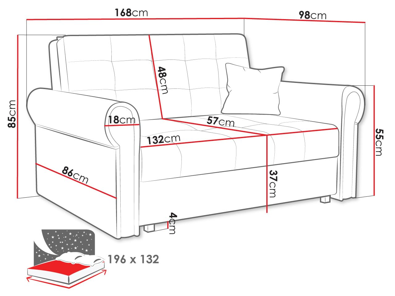 Mirjan24 Schlafsofa Viva Silver III mit Bettkasten, Bettsofa mit abgerundete Armlehnen, 3 Sitzer Polstersofa mit Schlaffunktion, Sofagarnitur inkl. Kissen, Sofa, Wohnlandschaft (Kronos 07)