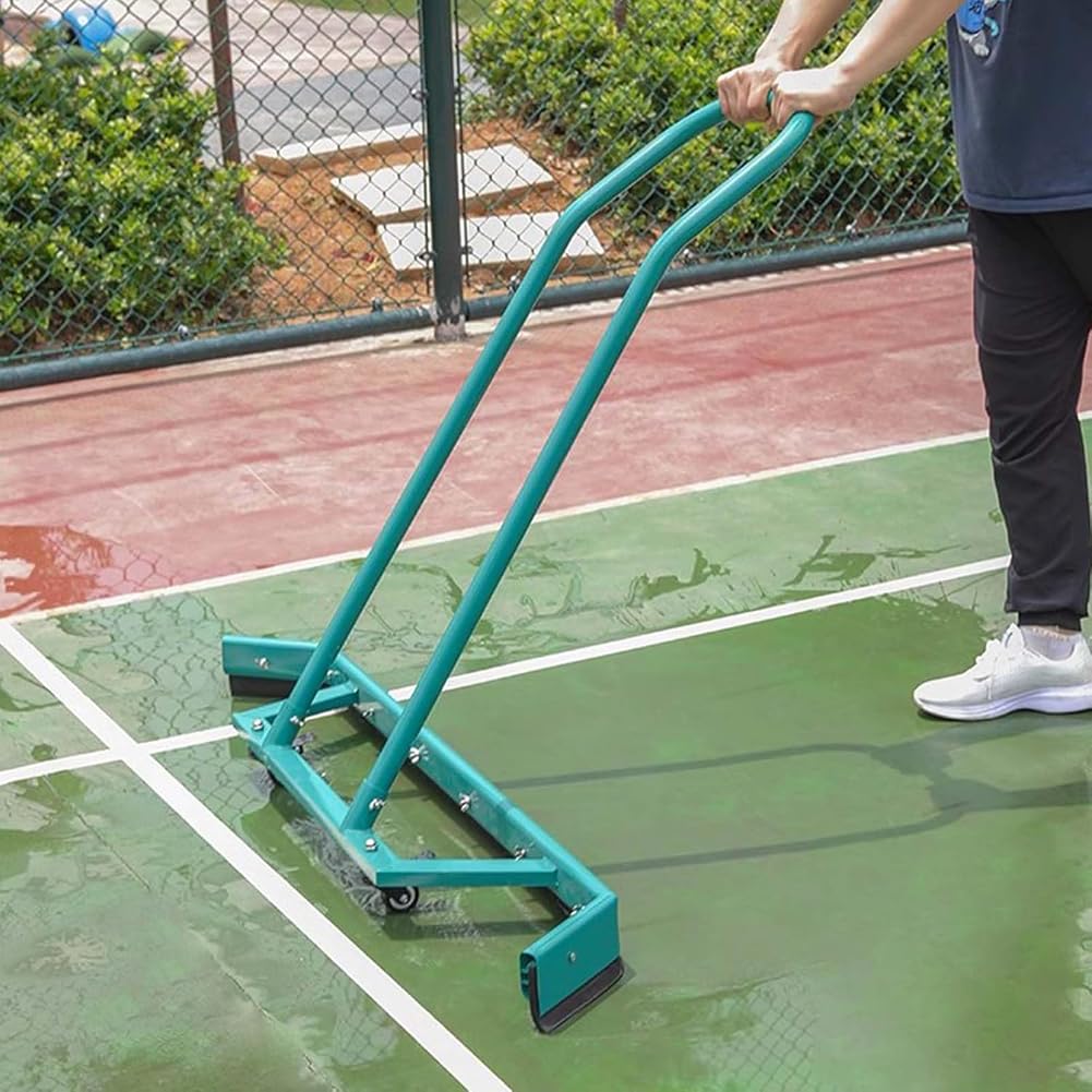 Escobilla de goma para suelos de tenis, baloncesto y estadio con 2 cuchillas de espuma EVA, limpiador de superficie y rodillo