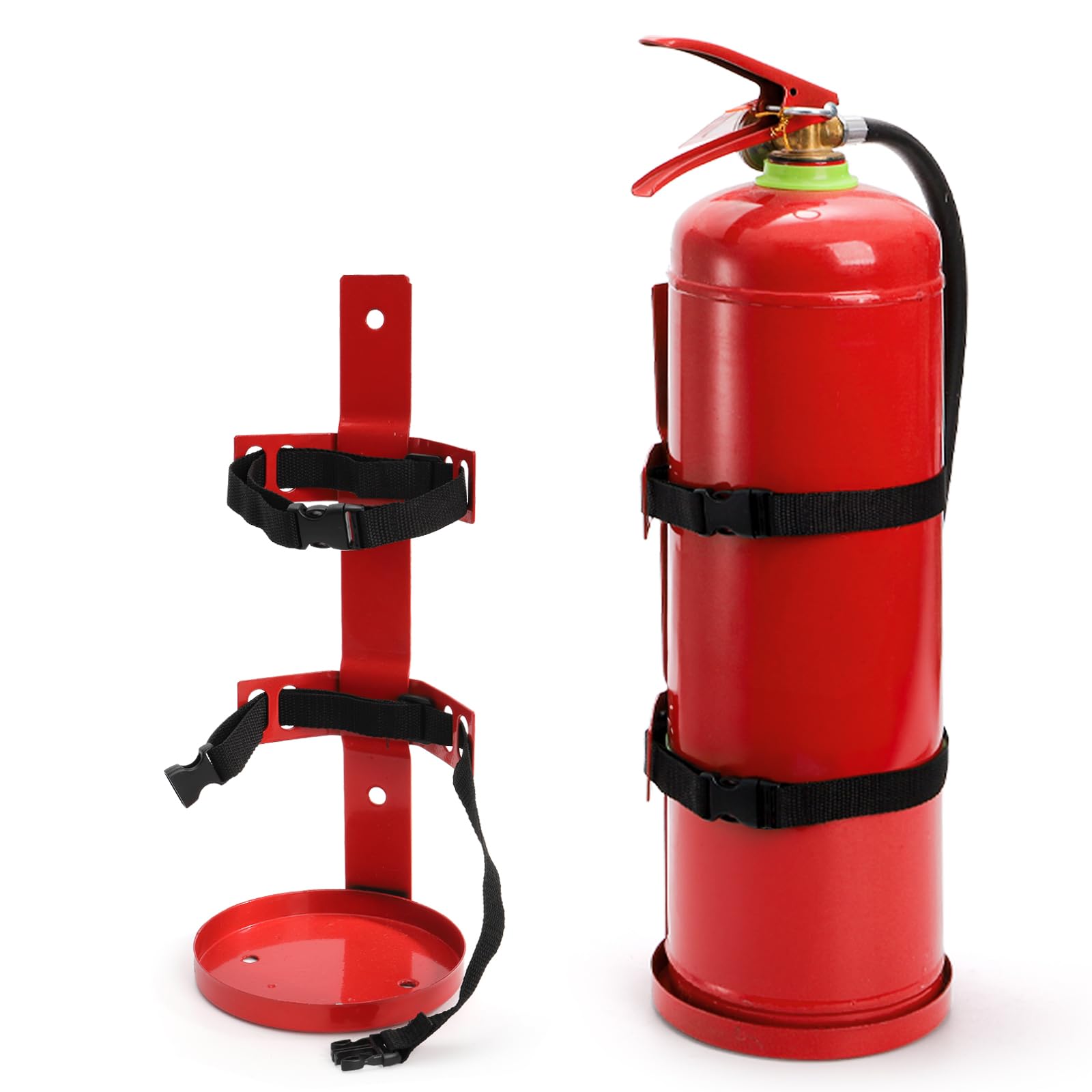 Photo 1 of Bekith 2 Pack Fire Extinguisher Mount Wall Bracket, Heavy Duty Wall Hanging Bracket up to 5 lbs, Fire Extinguisher Holder for Home, Office, School, Laboratory