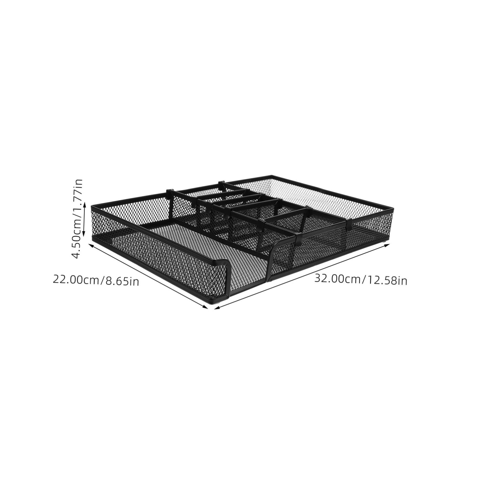Bandeja Organizadora de Escritorio Compartimentos de Hierro Negro | Organizador de Cajones, Sistema Práctico de Orden, Estilo Moderno, para Oficina y Escritorio
