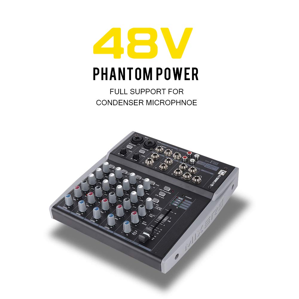 XTUGA MX8 Professional Audio Mixer 8 Channels 3-Band EQ Audio