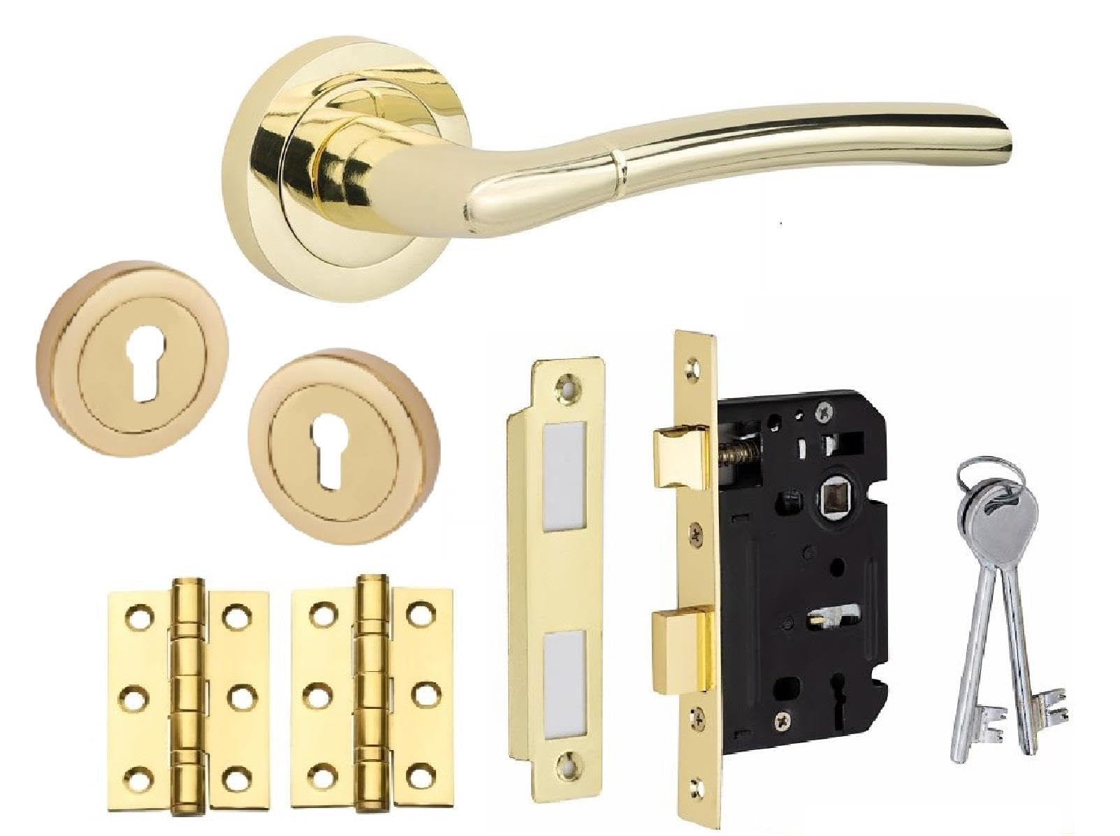 Golden Grace Indiana Polished Brass Door Handle Set