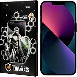 Gshield Película de Vidro Temperado Ionizado Anti-Reflexo Anti Impacto 100% de sensibilidade Tela Toda, Ultra Glass para (iPhone 13/13 Pro/14)