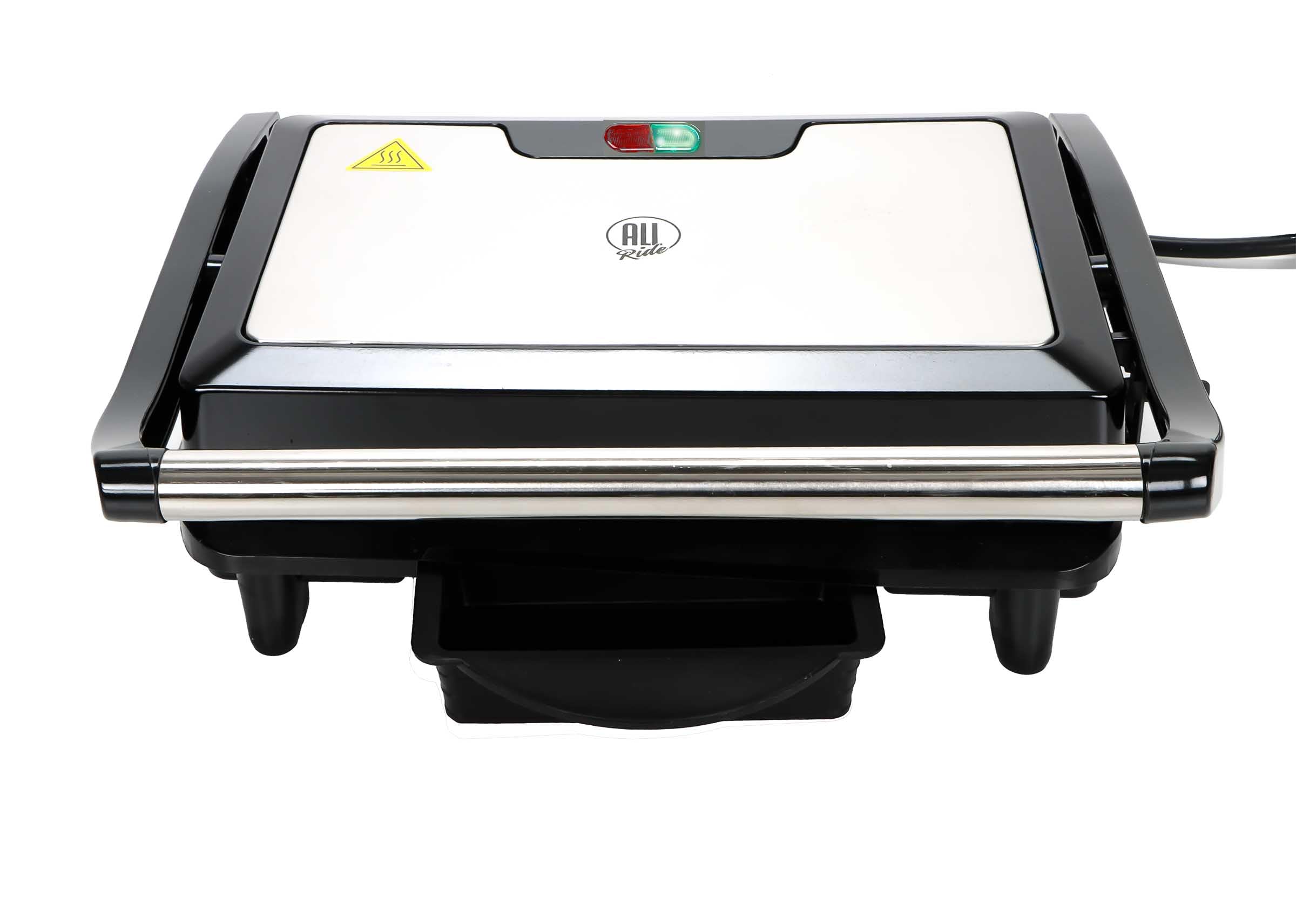 12V Kontaktgrill für LKW, Auto & Wohnmobil – 120W Elektrogrill mit LED-Kontrollleuchten, Tropfschale, Sicherheitsverschluss & rutschfesten Füßen – Ideal für Sandwiches, Fleisch, Gemüse & Hamburger
