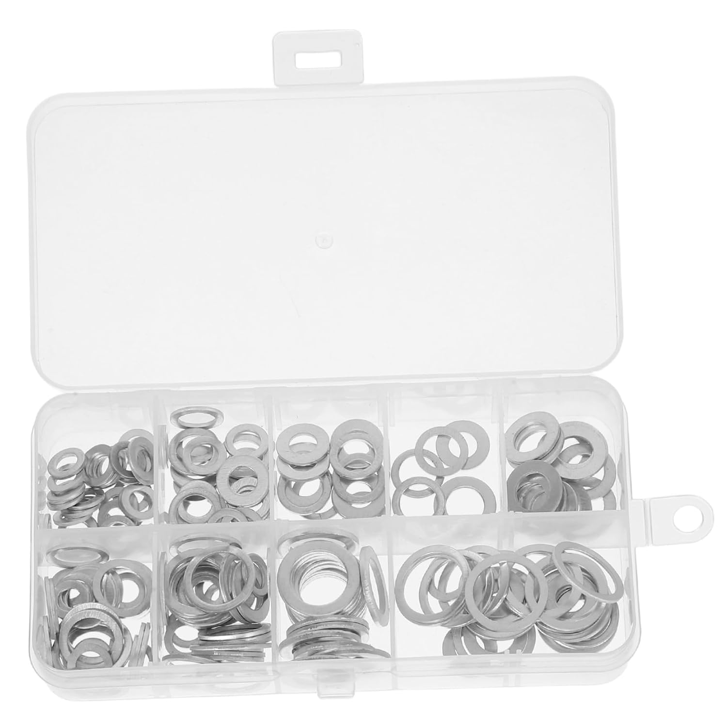 200pcs High Strength Aluminum Crush Washer Leakproof Gaskets for Engine Maintenance and Oil Drain Plug Replacement Versatile Assortment in Portable Box for Automotive Repairs