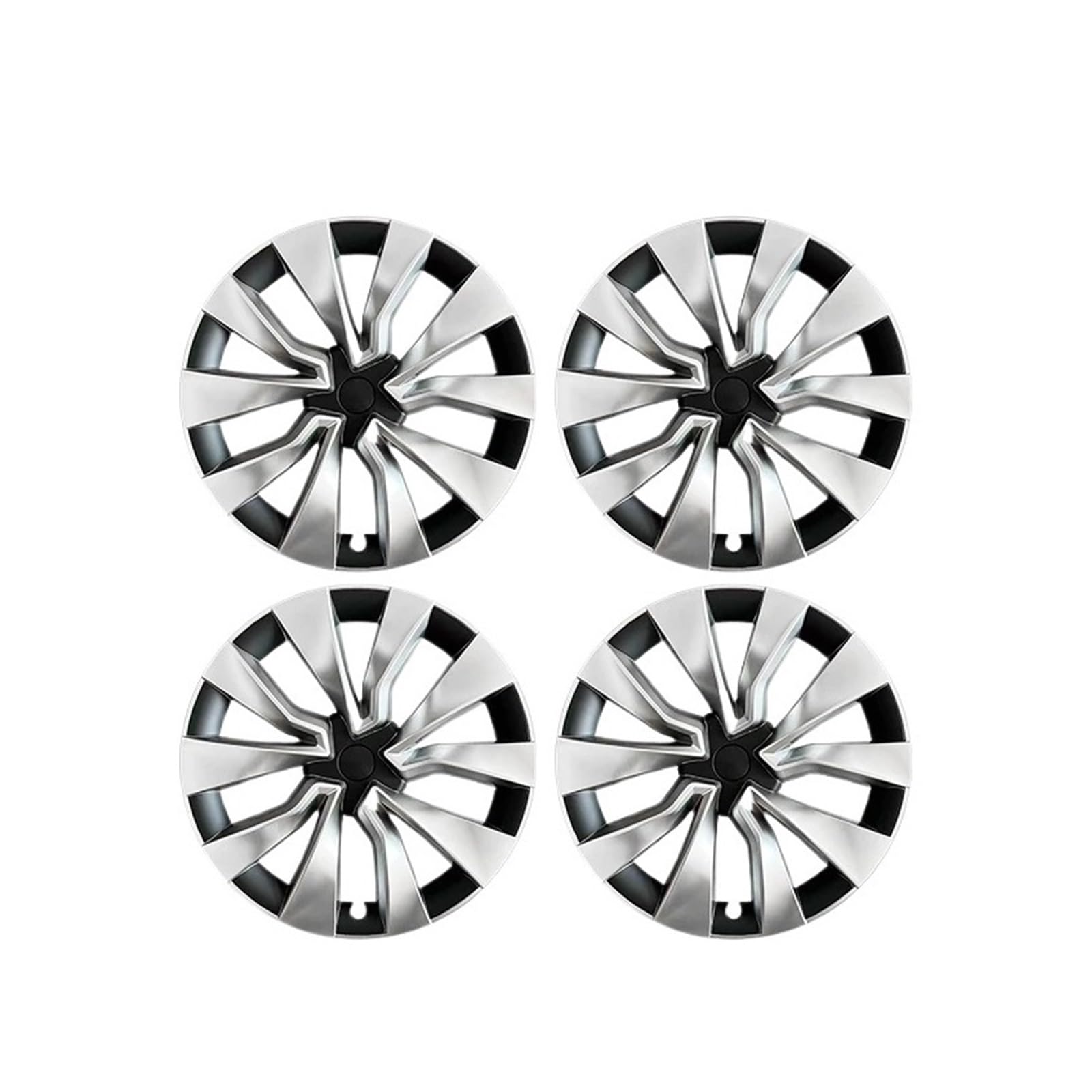 embellecedor de Ruedas 4 Uds. Cobertura con diseño Rueda 19 Pulgadas para Tesla Modelo 3 Highland (2023-2025) tapacubos automóvil Borde Completo tapacubos(Turbine Silver Black)