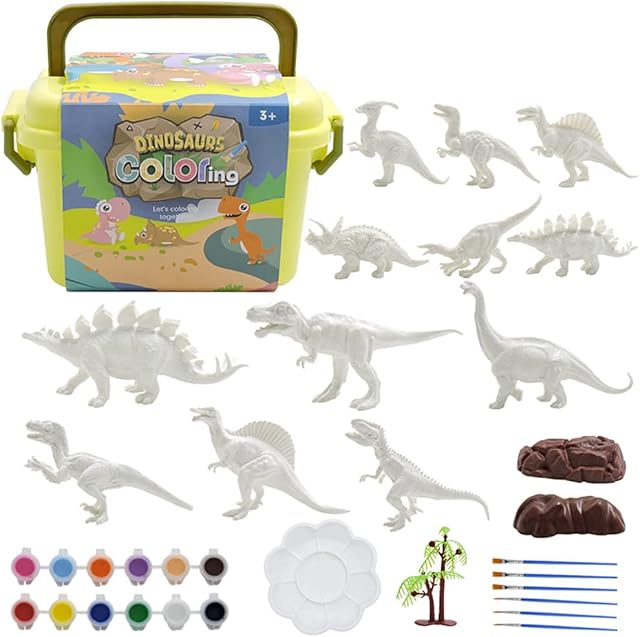 Hpory Craft Kits for Kids, Dinosaur Painting Kit Paint Your Own Dinosaurs Toys, 3D Kids Painting Set DIY Arts and Crafts Painting Toys Dinosaurs Kids Art Set Educational Toy Gift for Girls Boys