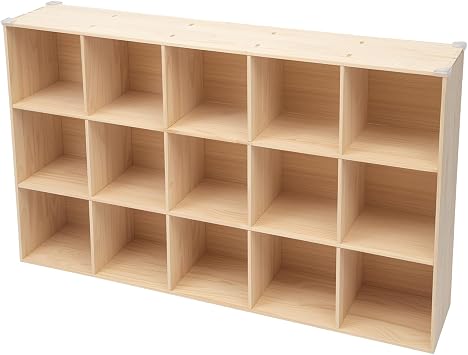 15 Cube Storage Organizer - Solid Wood Bookshelf - Cube Shelf - Vertical or Horizontal Bookcase - Open Book Shelf - Easy Assembly for Bedroom, Living Room, Office