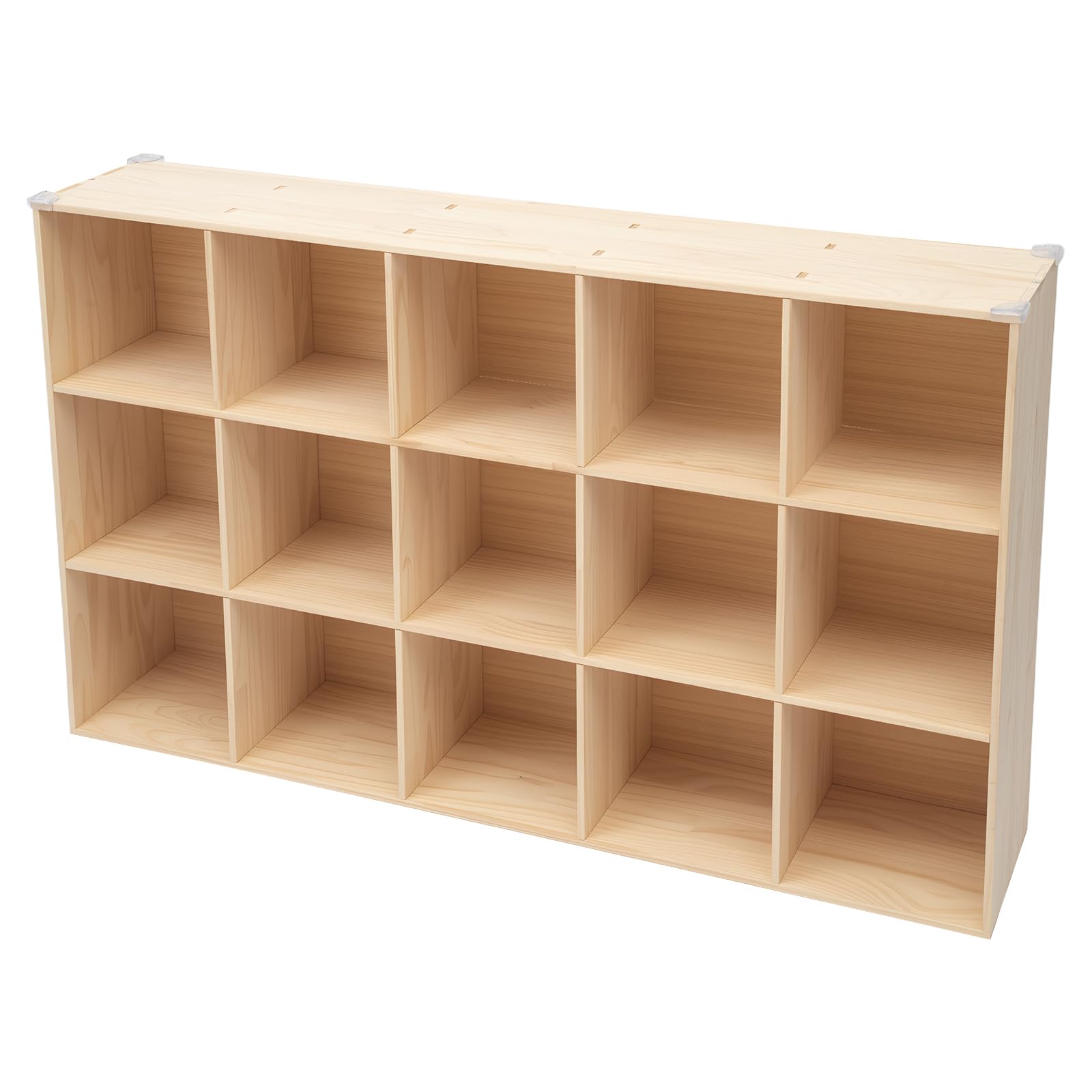Bücherschrank aus Holz, Würfelregal aus Massivholz, Bücherregal, Büroregal, Standregal, Raumteiler, für Wohnzimmer, Schlafzimmer, Büro, Kinderzimmer, 150 x 30 x 90cm (15 Fächern)