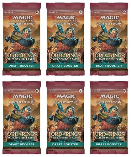 6 Packs Draft Booster Pack Lot for Lord of The Rings Tales of The Middle-Earth for Magic: The Gathering