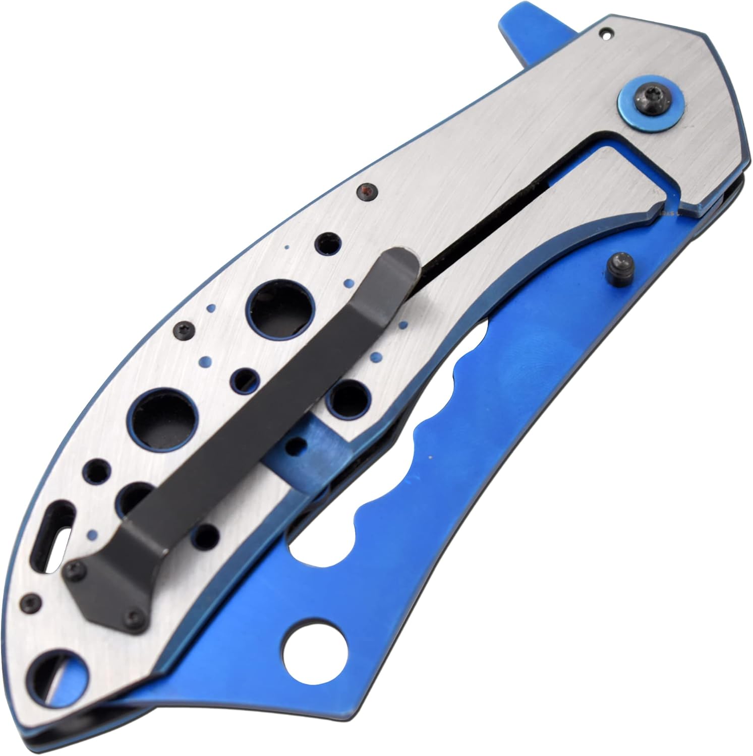 Snake Eye Tactical 12" Jumbo Huge Heavy Duty Ultra Smooth One Hand Opening Folding Pocket Knife Limited Edition Collectors Knife - Ideal for Recreational Work Hiking Camping (Blue)