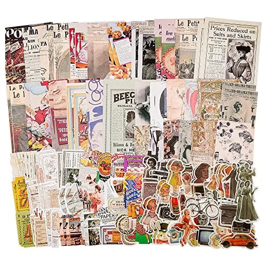 200 Piezas Vintage Scrapbook Pegatinas Álbumes de Recortes Pegatinas Serie de Ayer Papel Decorativo Escritura Etiqueta Pegatinas Diario Scrapbook Photo Craft Diary