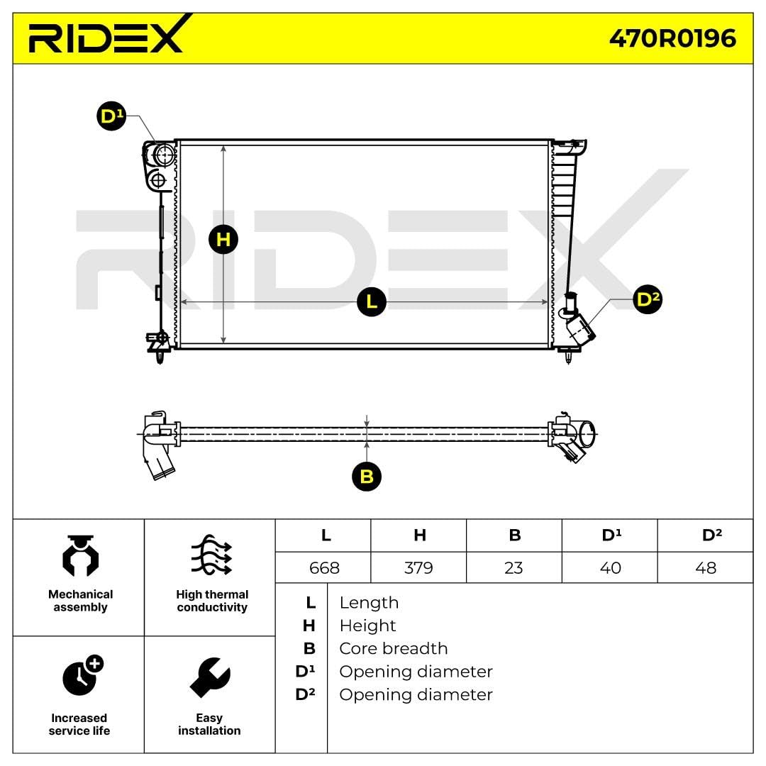 RIDEX 470R0196 Radiatore motore Compatibilità con CITROËN Berlingo/Berlingo First MF, GJK, GFK Diesel