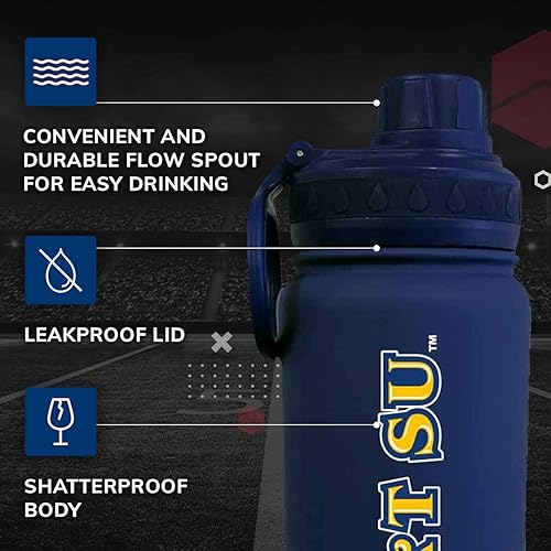 Vista 364 de Campus Colors Botella de agua de acero inoxidable de la NCAA, tapa giratoria, 24 onzas, clip de transporte, mantiene tus bebidas calientes o frías