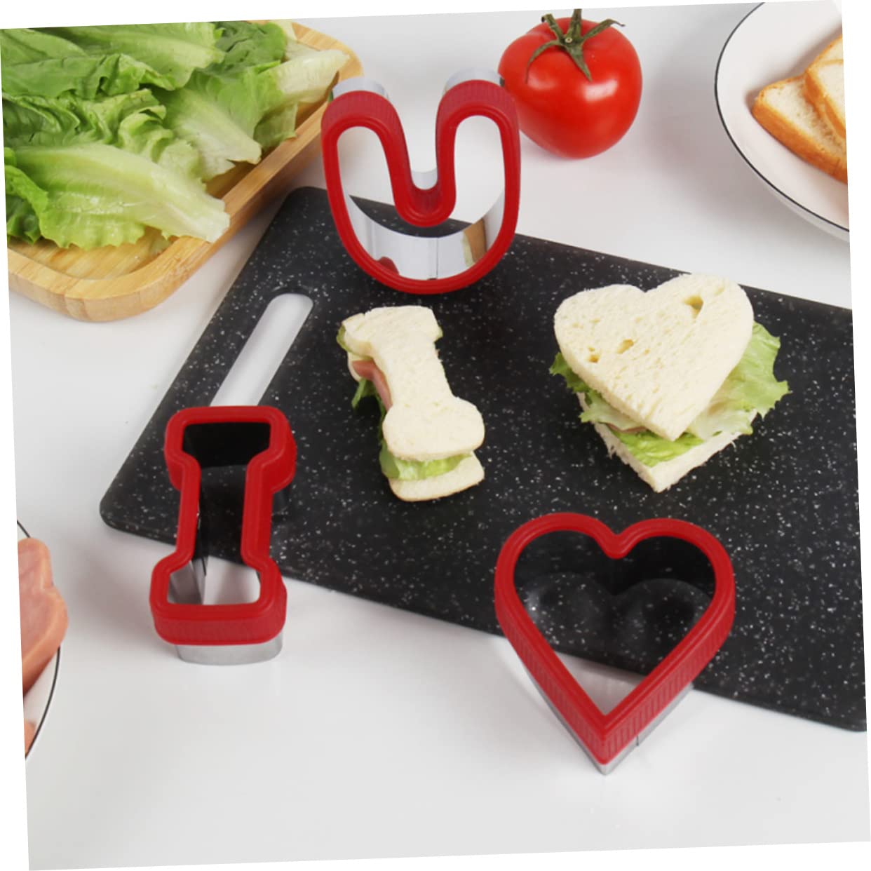 ABOOFAN 5 Juegos Molde Para Hornear Te Amo Molde Para Panqueques Para Cake Pops Cortador De Galletas Redondo Cortador De Galletas Rectangular Para Paletas 3 piezas * 5