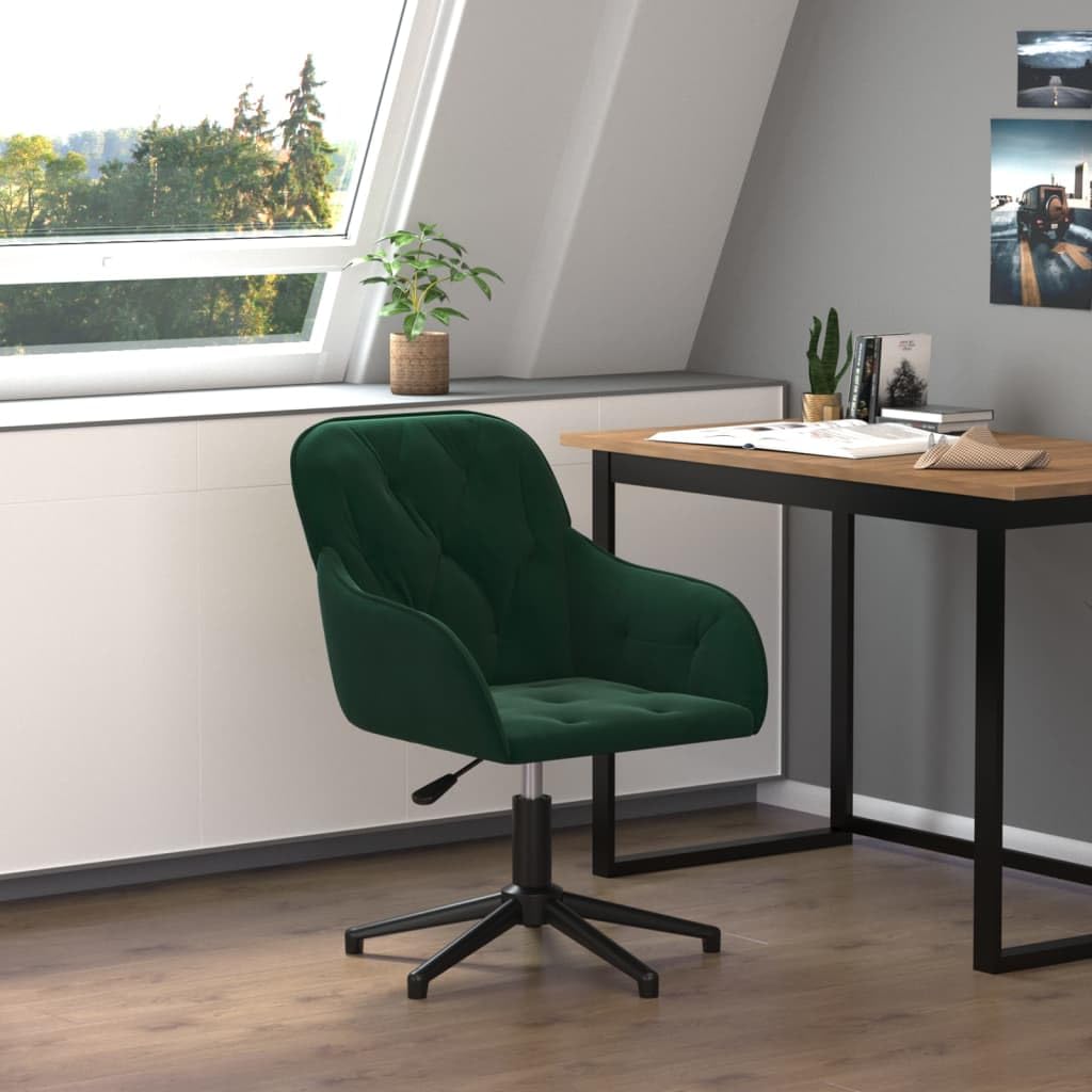 HOMASIS Sedia Da Ufficio In Velluto Verde: Ergonomica, Girevole Con Braccioli In Legno