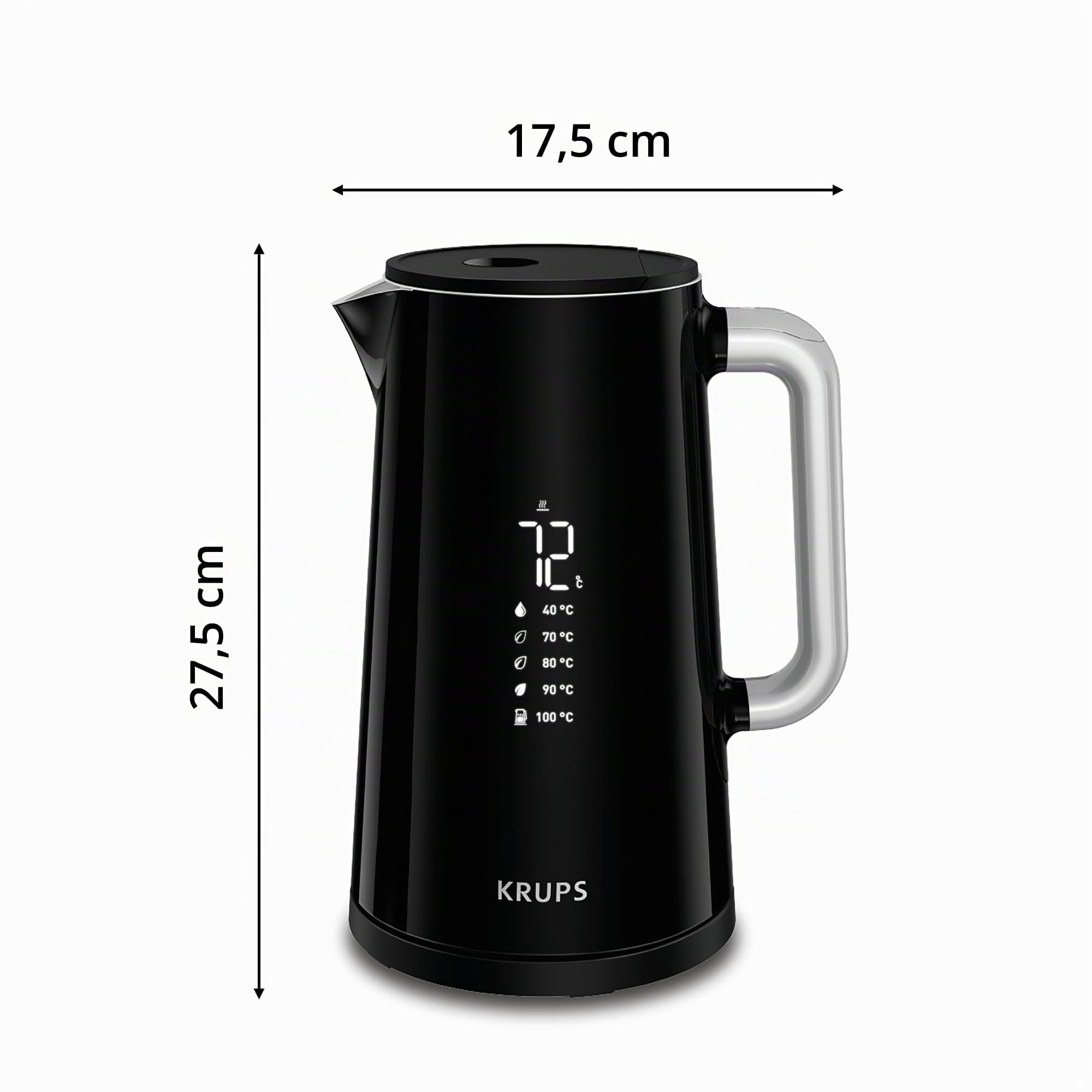 Krups Smart'n Light BW801810 - Bollitore elettrico a 5 temperature, capacità 1,7 litri, interno in acciaio inox, doppia parete, colore: Nero