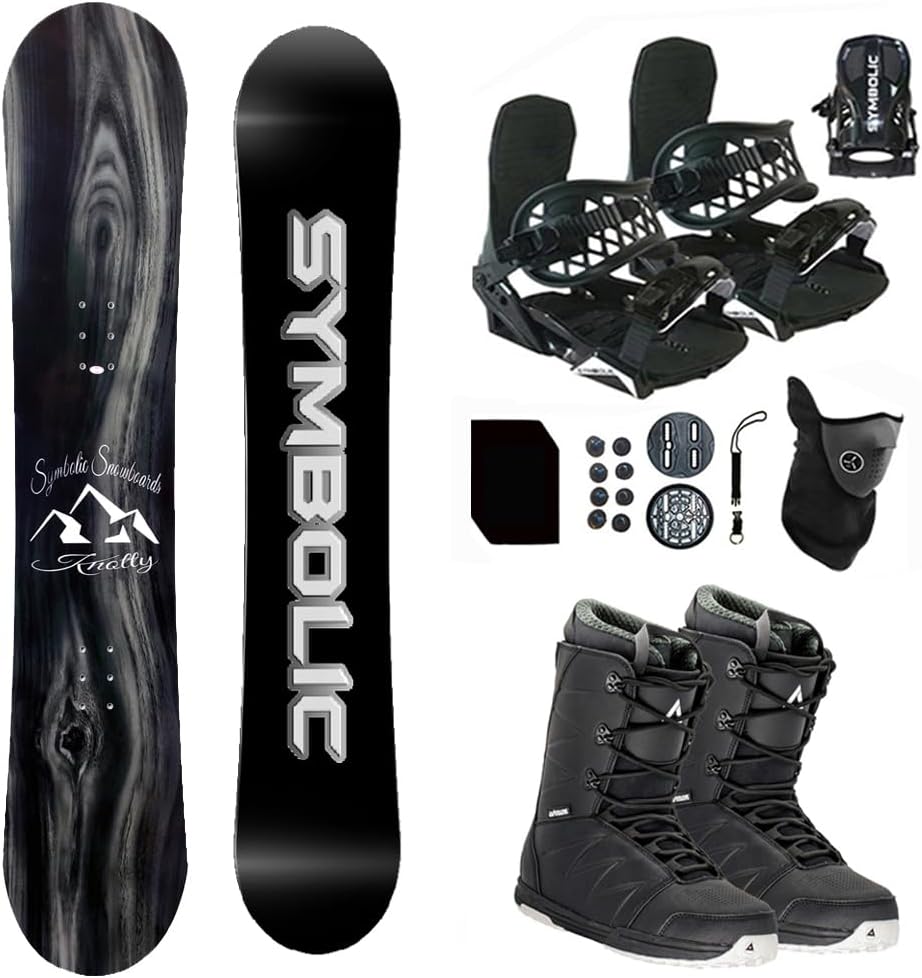 Symbolic Knotty Airtracks Men Snowboard & Bindings & Boots & Leash & Stomp & Gaiter Complete System Package