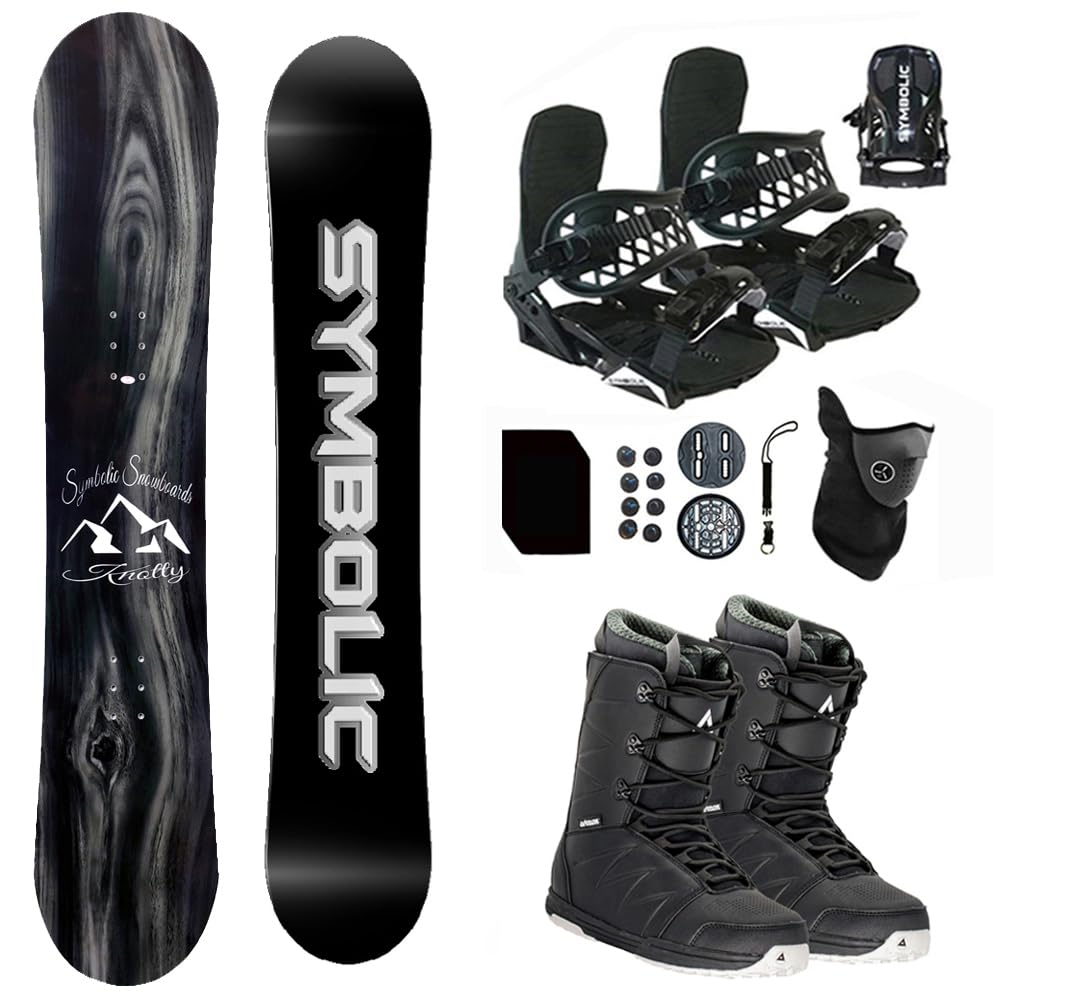Symbolic Knotty Airtracks Men Snowboard & Bindings & Boots & Leash & Stomp & Gaiter Complete System Package