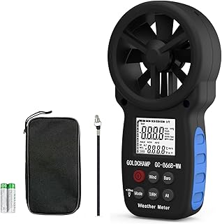Digital Anemometer Handheld Wind Speed Meter GC-866BWM 7 in 1 Wind Speed Meter,with LCD Backlight ℃/℉ for Dew Point Wind Chill Altitude Barometer Temperature and Humidity Testing