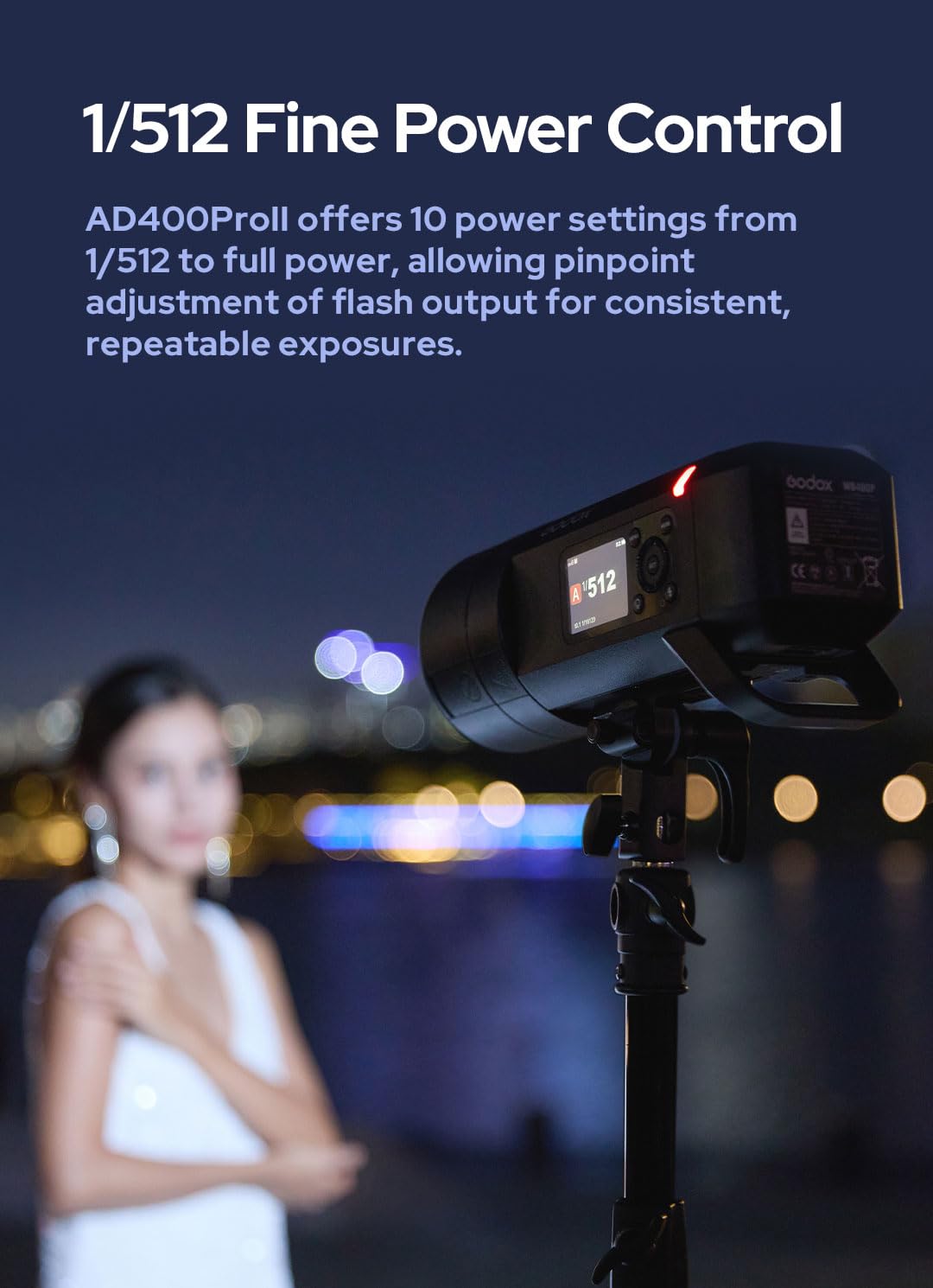 Godox AD400 Pro II Flash 400Ws TTL, AD400Pro II 2.4G HSS 1/8000s Monotorcia con LED Bi-Color 30W, Display OLED, Attacco Bowens/Godox, 460 Scatti a Piena Potenza, per Canon Nikon Sony Fujifilm
