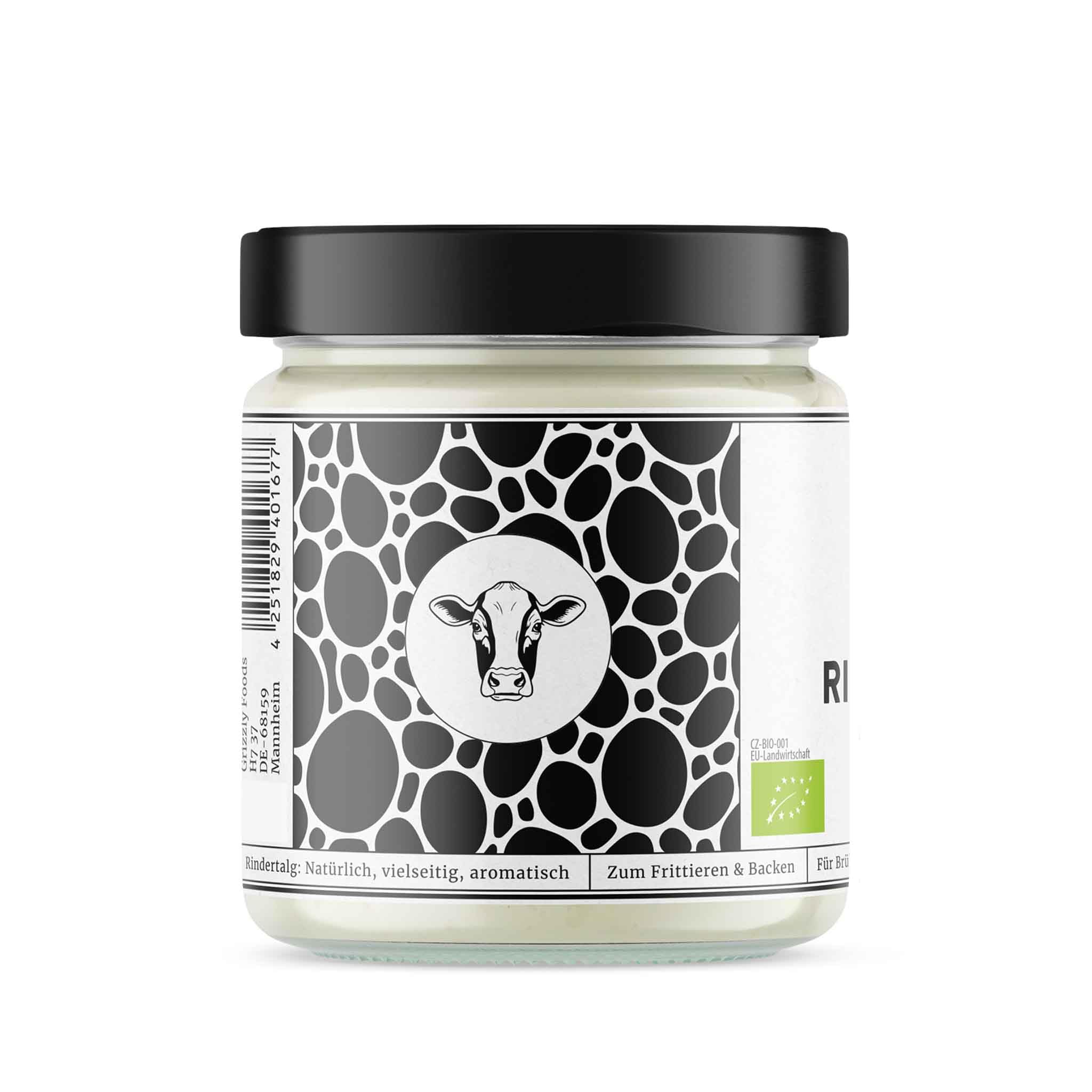 Grizzly Foods • BIO Rindertalg (1 x 330g) • Organic Beef Tallow • 100% natürlich • Hoher Rauchpunkt • Ohne Zusätze • Perfekt für Braten, Backen, Frittieren • Cremige Textur & buttrig-grasiges Aroma