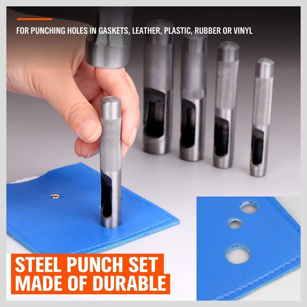 Black Friday Sale 2022 Spurtar 12 PCS Steel Hollow Leather Punch Set Heavy Duty Round Leather Hole Tool for Watch Cloth Belt Gaskets w/Storage Bag 1/8''-3/4''