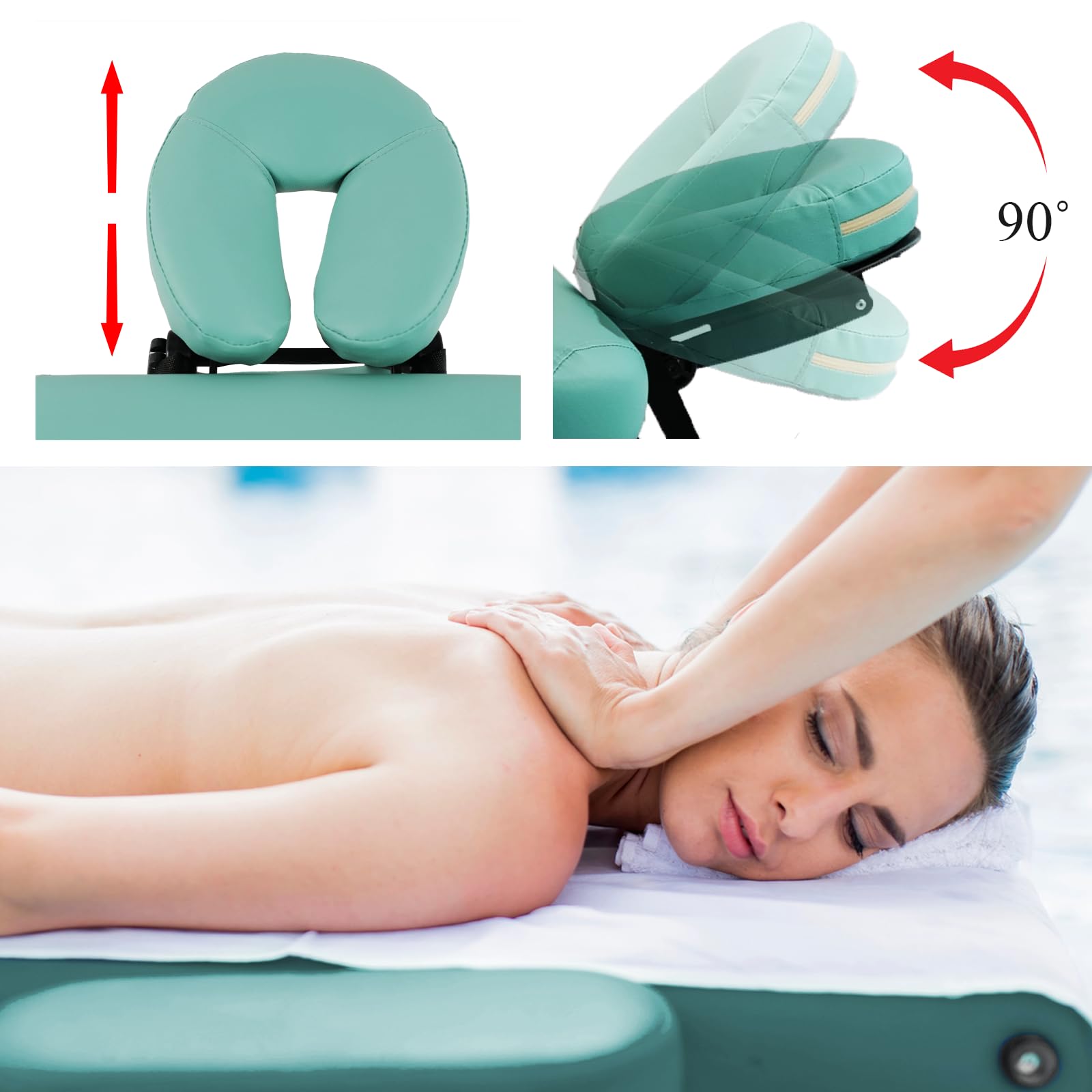 VENDOMNIA Mobile Massageliege - Aluminium mit 2 Zonen höhenverstellbar inkl. hochwertiger Kopfstütze Tasche Armlehnen - Farbwahl Klappbar, Massagetisch Massagebett Massagebank Behandlungsliege