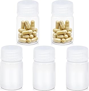1 oz Wide Mouth Lab Reagent Bottle, Laboratory Grade Chemical Container, Sealed Leak-proof Translucent HDPE Bottle, Pill Bottle, Water Sample Bottle(5 Pcs)