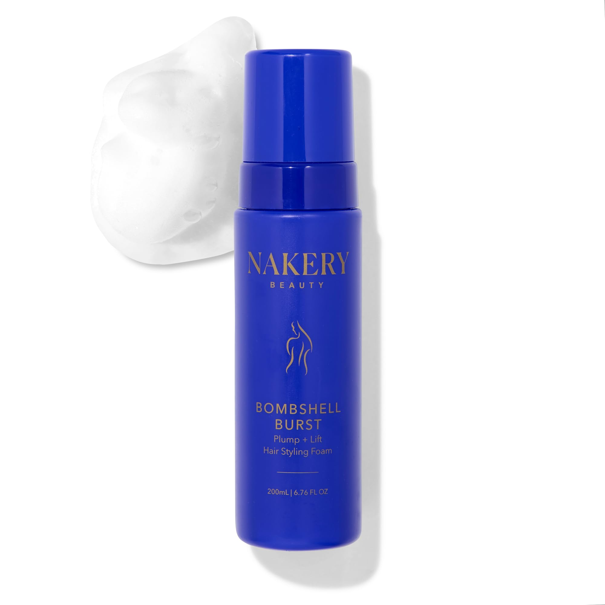 Nakery Bombshell Burst Hair Foam, Volumizing Mousse for Styling Curly and Straight Hair, Lightweight Foam with Biotin, Keratin, Panthenol, Texture