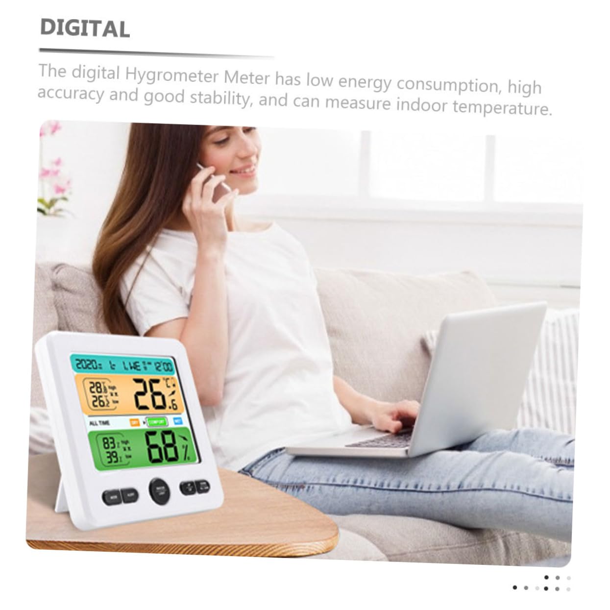 Hemobllo Igrometro Termometro Digitale Multifunzione Display per Interni Case Ufficio Serra Misuratore di Umidità Monitor della Temperatura Indicatore di Temperatura Interna