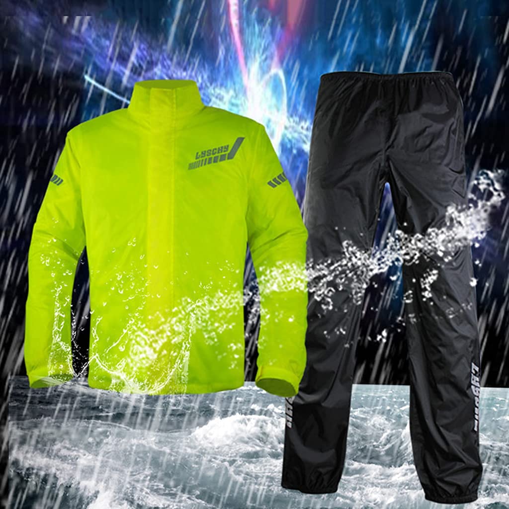 BHBXZZDB Chubasquero Hombre Motocicleta Trajes de Lluvia (Chaqueta y Pantalones para la Lluvia) Impermeable Ciclismo Chubasquero Ligero con Capucha Ropa Impermeable para Senderismo Camping Pesca al a