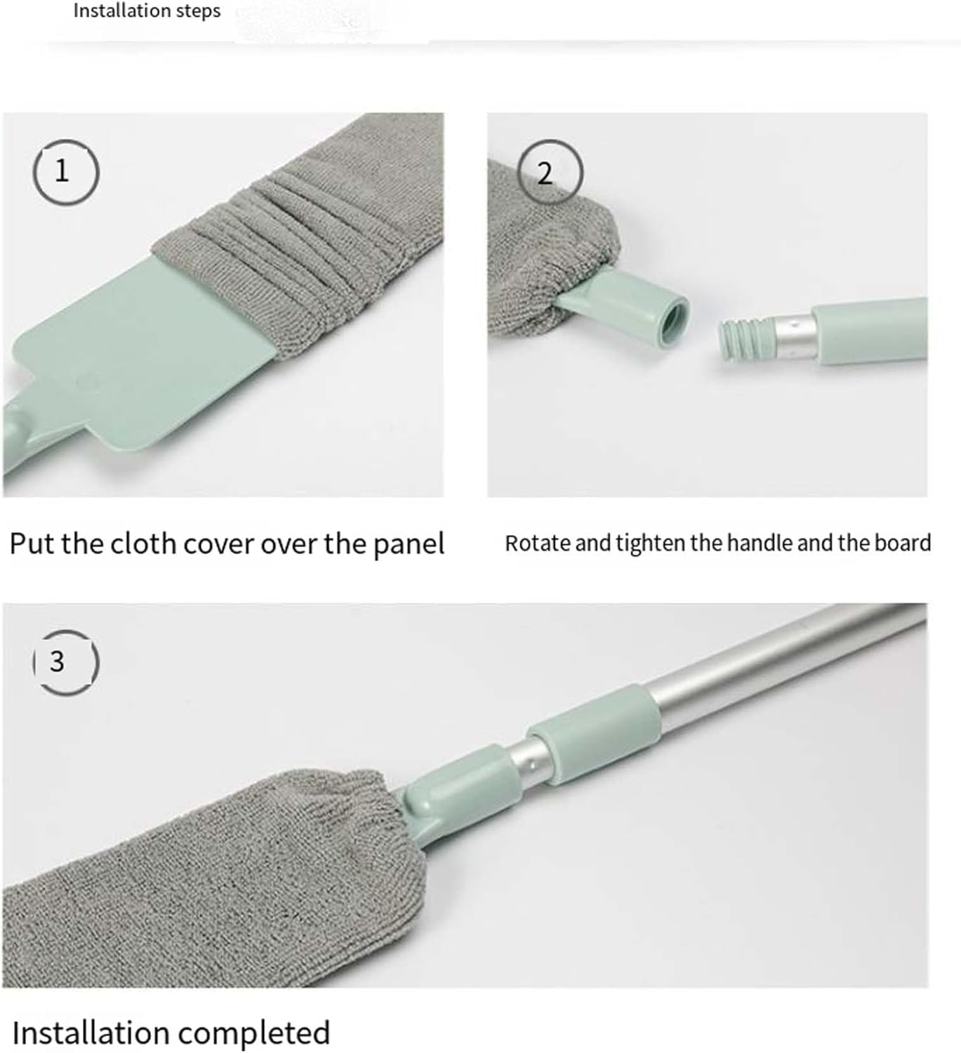 Artefatto retrattile per la pulizia della polvere con 3 panni in microfibra, strumento di pulizia per spolverare estensibile, riutilizzabile, lavabile, per casa, soffitto, tapparelle, mobili (2 pezzi)