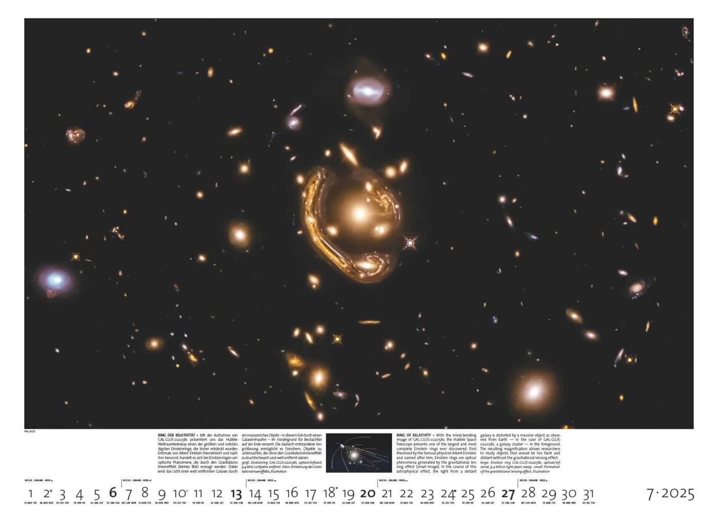 PALAZZI - Sternzeit 2025 Wandkalender, 70x50cm, Posterkalender mit brillanten Aufnahmen aus unserem Universum, eine astronomische Reise in Zeit und ... Eine astronomische Reise in Zeit und Raum
