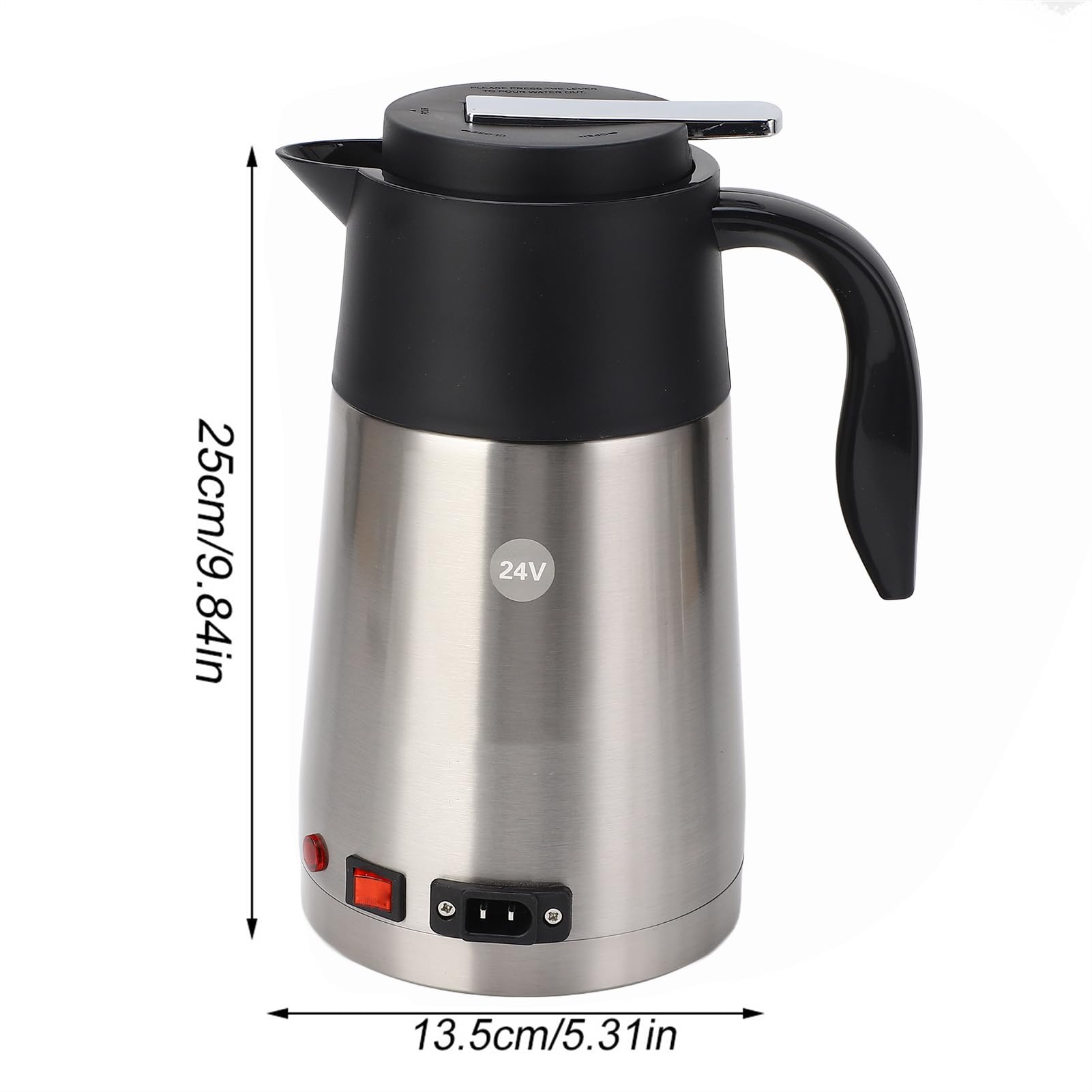 Przenośna Butelka z Podgrzewaczem Wody o Pojemności 1200 Ml, Bezpieczna Stal Nierdzewna, Szybkie Nagrzewanie Podczas Podróży z Własnym Samochodem (24V)