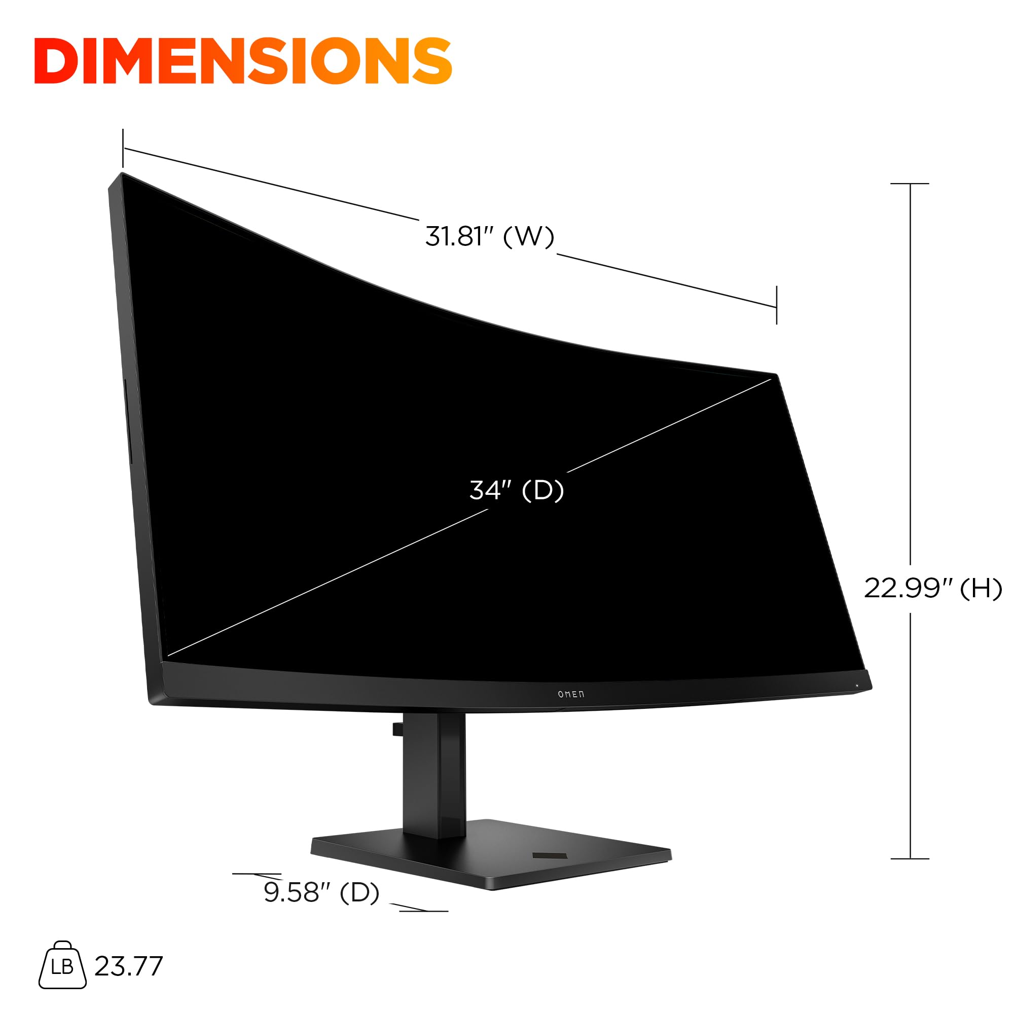 Amazon.com: HP OMEN 34 inch WQHD 180Hz Curved Gaming Monitor, Wide