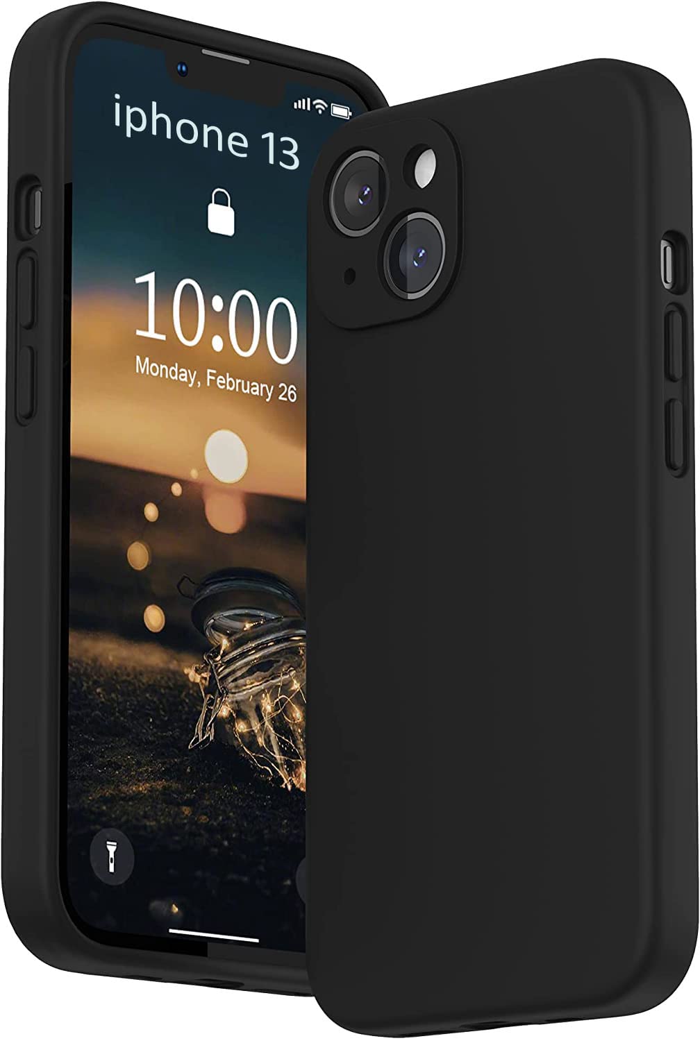 mobistyle Designed for iPhone 13 Cover Soft Liquid Silicone Slim Protective Shockproof with Anti-Scratch Microfiber Lining Phone Back Cover Case (Black)