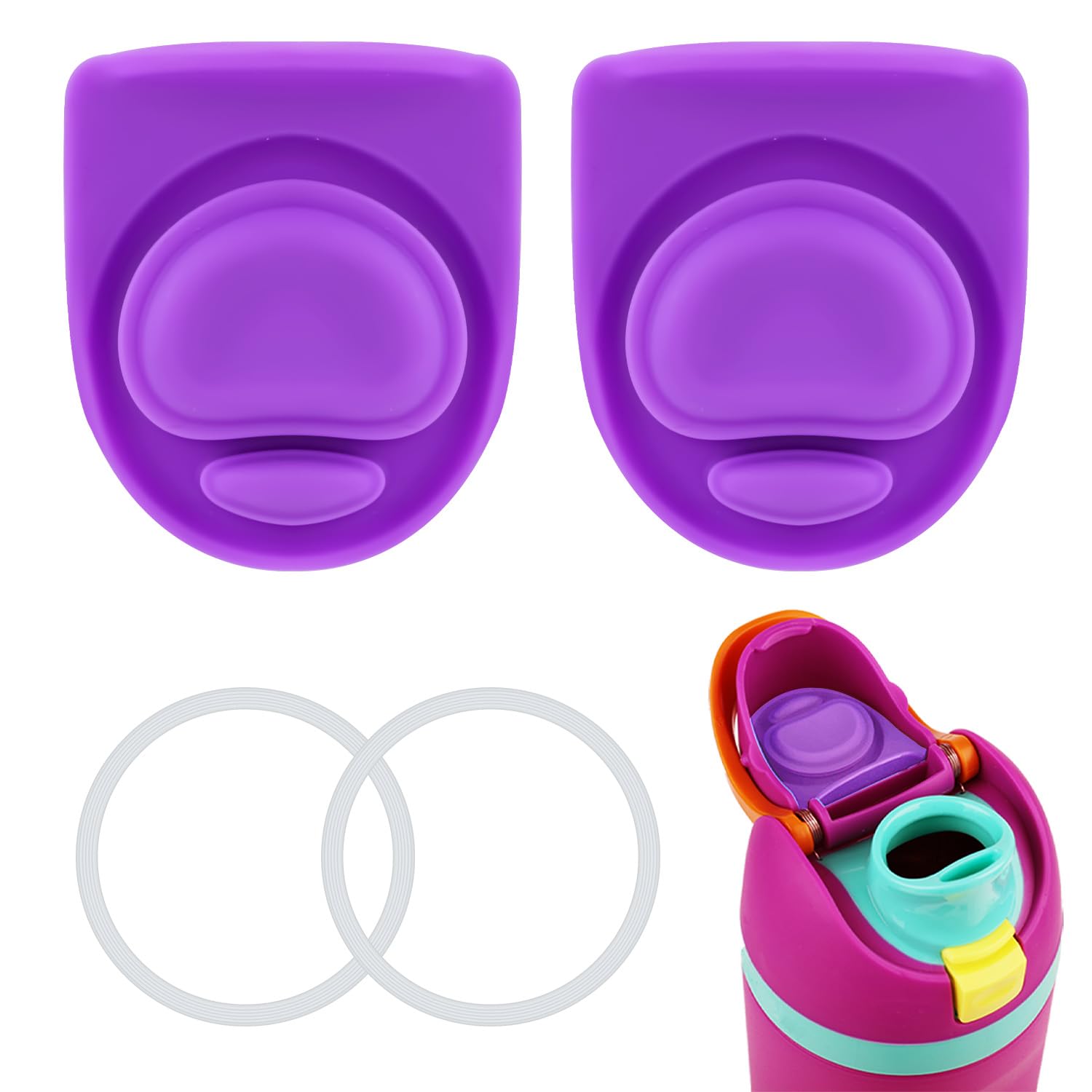 PEUTIER 4pcs Bottle Seal Ring & Replacement Stopper for Owala FreeSip 19oz 24oz 32oz 40oz, Silicone O Ring Water Bottle Lid Parts, Cap Mouth Plug