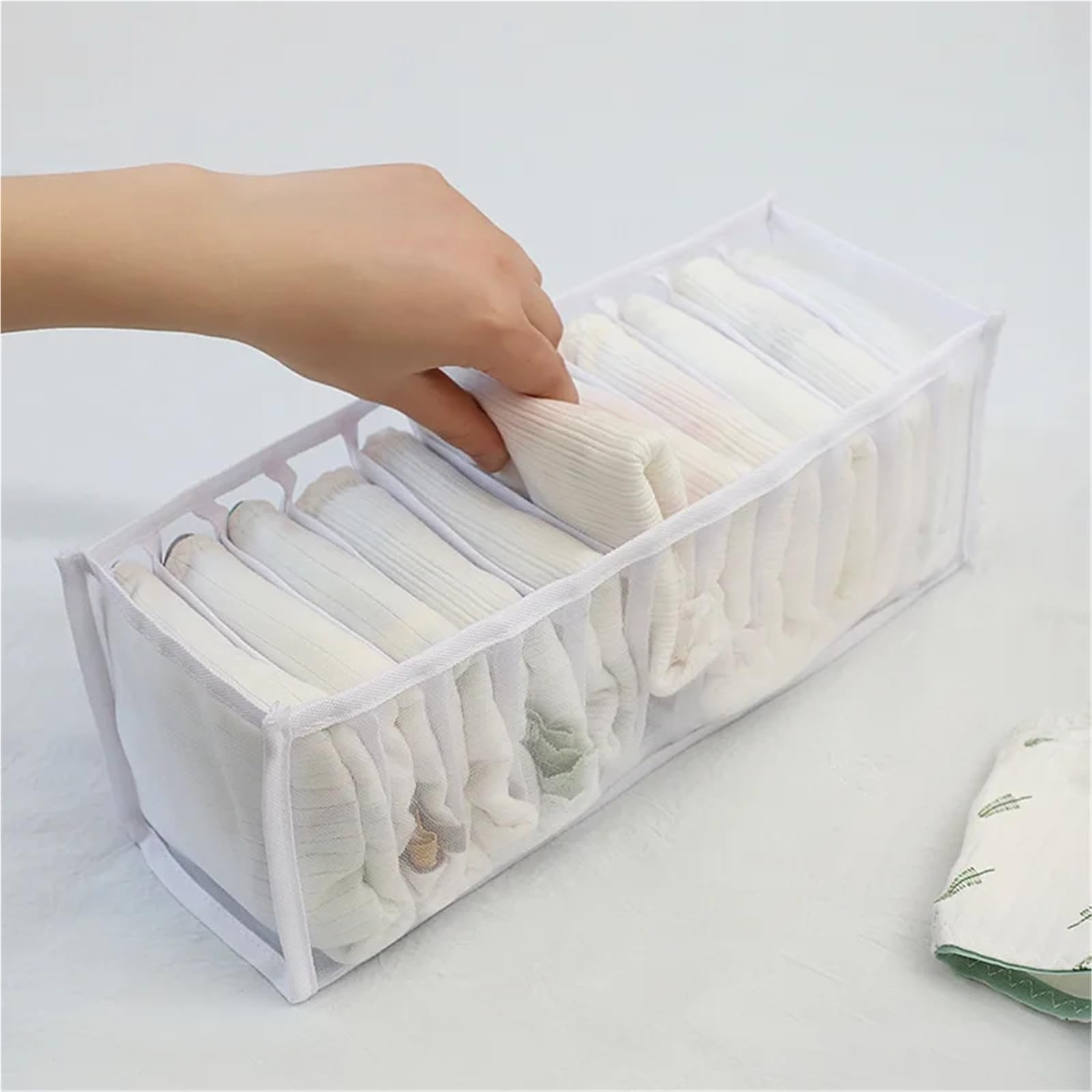 Scatola Porta Calzini Organizzatore di biancheria intima for guardaroba, vestiti, armadietti, cassetti, reggiseni, calzini, scatola immagazzinaggio(White 11 grid,10PCS)