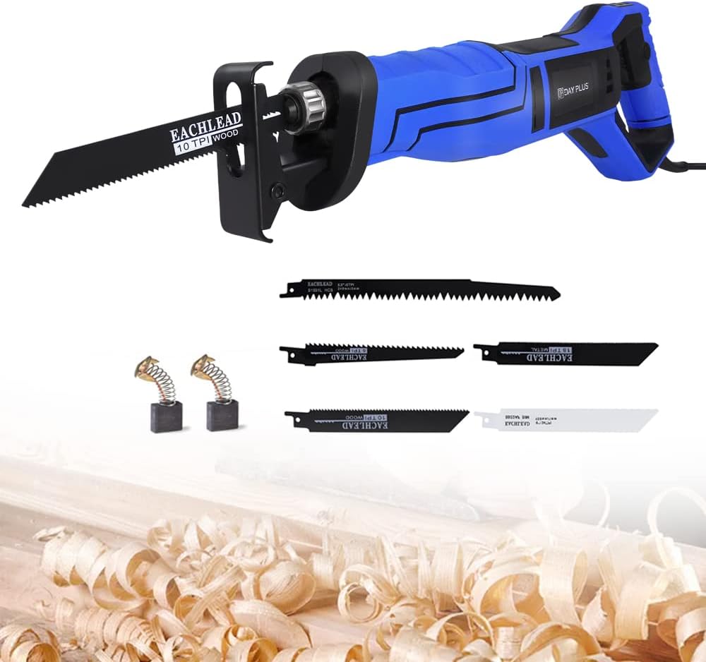 900W Reciprocating Saw with 5PCS Saw Blades for Wood PVC Metal Cutting