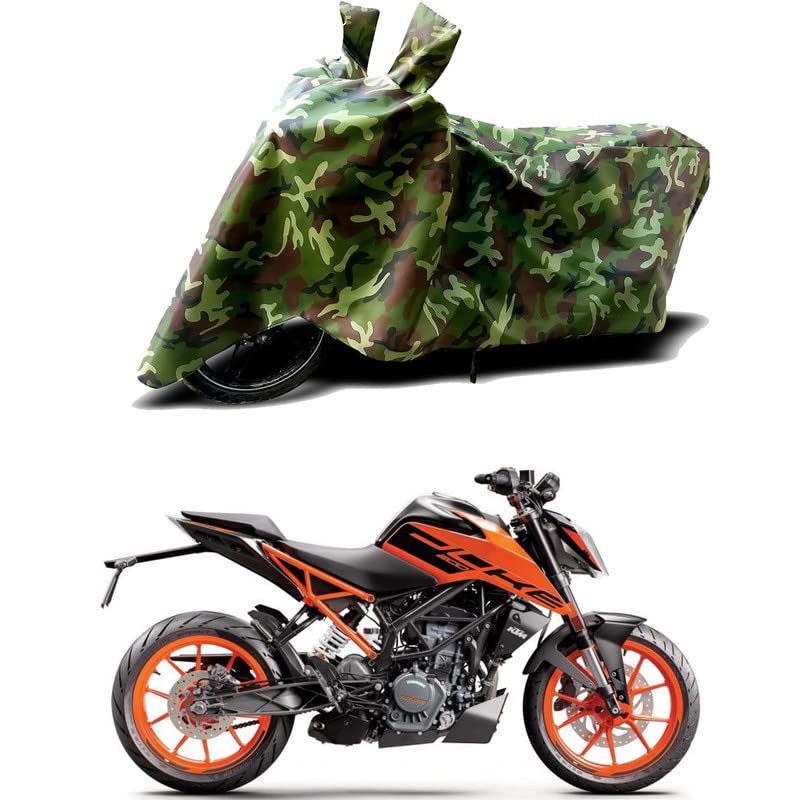 Image of 100% Water Resistant Full Bike Scooty Two Wheeler Body Cover Compatible for KTM 200 Duke BS6 /UV-Rays /Heat Protection /Birds Dropping /Scratchproof /Dust Proof /Waterproof /All Varient[Green MJ]