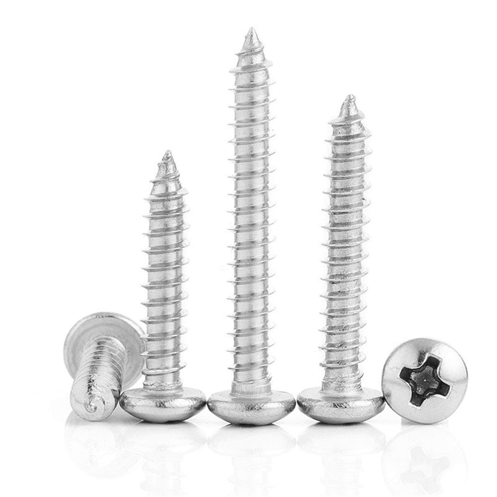 Tornillos de rosca, 55 tornillos M3 empotrados en cruz de cabeza redonda, tornillos de rosca de acero inoxidable para madera (30 mm)