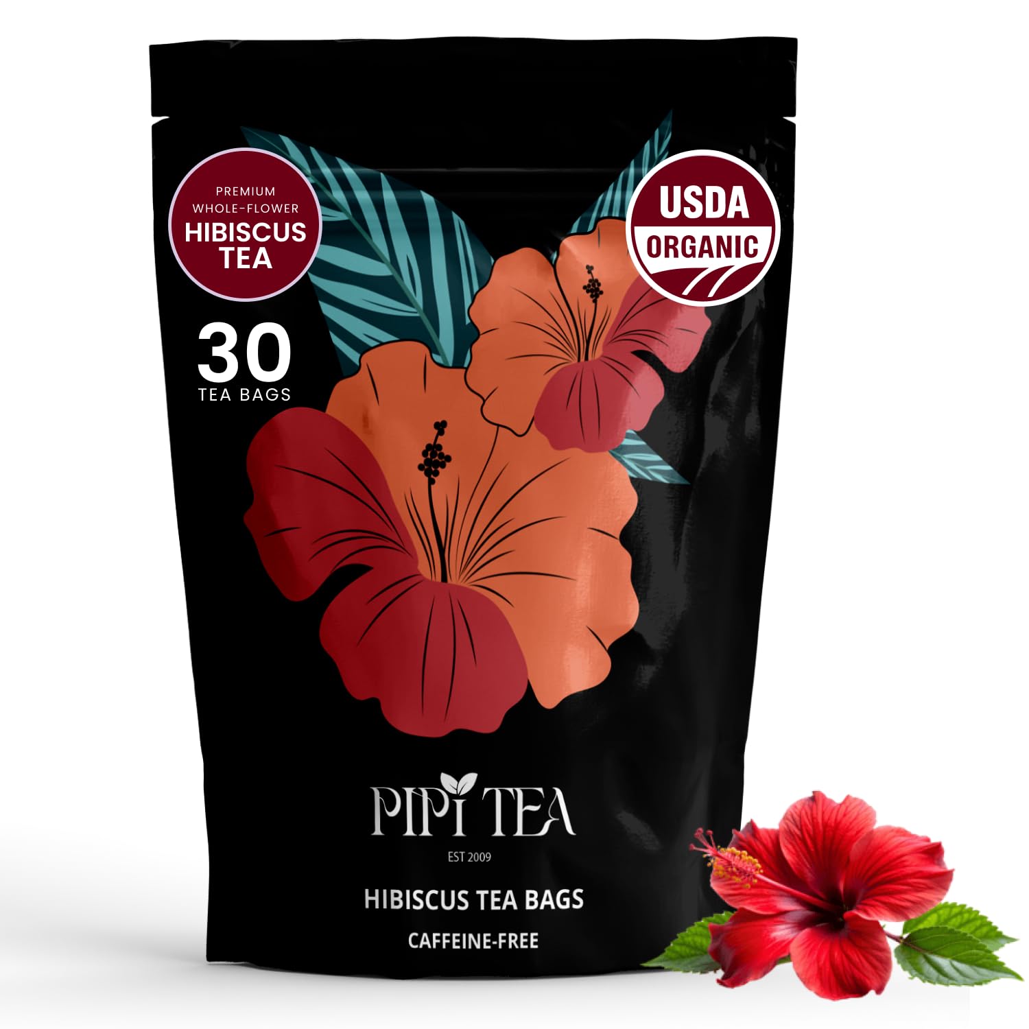 Amazon.com : PiPi Tea Organic Hibiscus Tea Bags – Caffeine Free