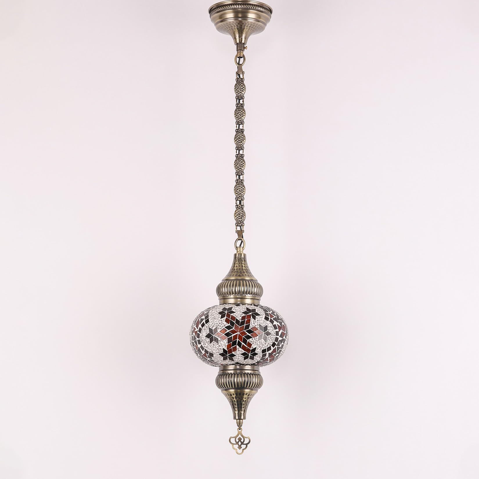 Lampada a Sospensione in Mosaico Turco da 7 Pollici, Lampade da Soffitto Marocchine, Lampadario Bohemien per Ingresso, Cucina, Soggiorno, Balcone, caffè, Bar,Marrone