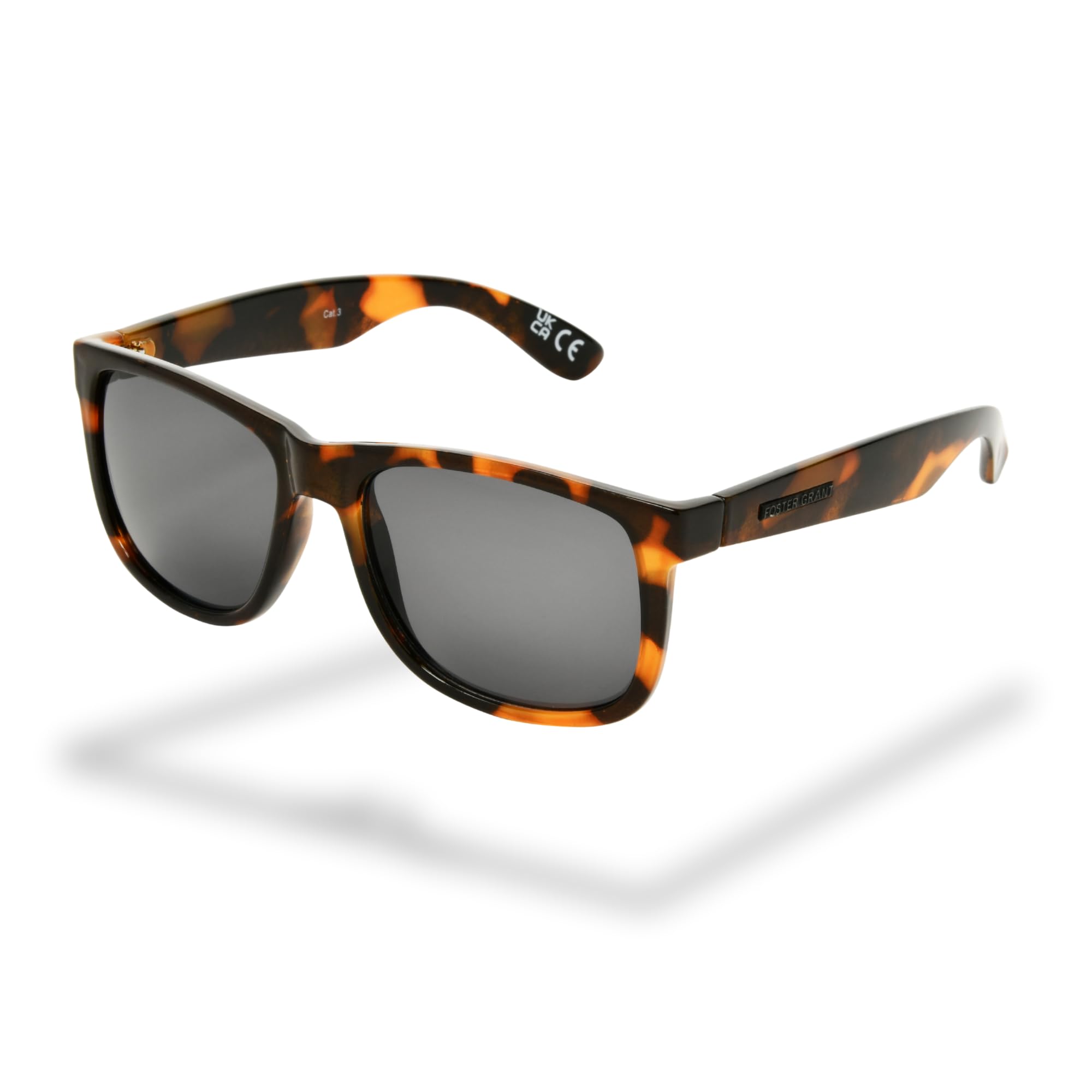 Foster Grant Polarised Sunglasses for Men – Square Matte Black Frame with Smoke Lenses, UVA-UVB Protection & Scratch-Resistant Coating for Everyday Style