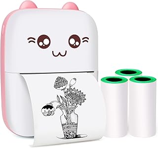 Mini Pocket Printer, Gifts for kids, Portable Thermal Printer for Pictures/Retro-Style Photos/Receipts/Notes/Lists/Label/ Memo/QR Codes, Bluetooth Wireless Smart Printer with Android or iOS APP (PINK)