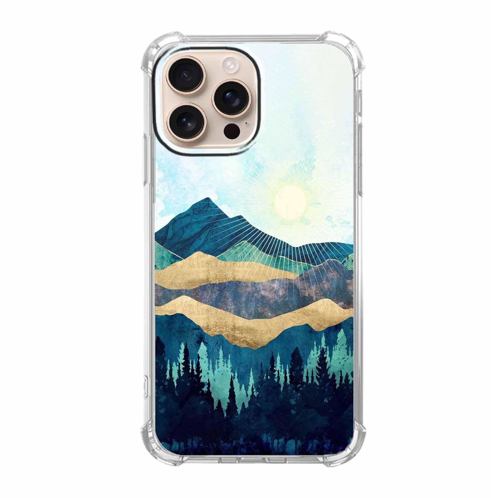 mehidpur Forest Mountain Sunrise Case for iPhone 16 Pro,Aesthetic Abstract Landscape Scenery Phone Case,Unique Soft TPU Bumper Case for iPhone 16 Pro