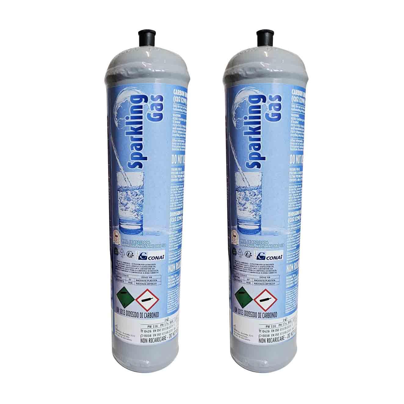 2 bouteilles de CO2 jetables de 600 gr. e290 pour eau pétillante